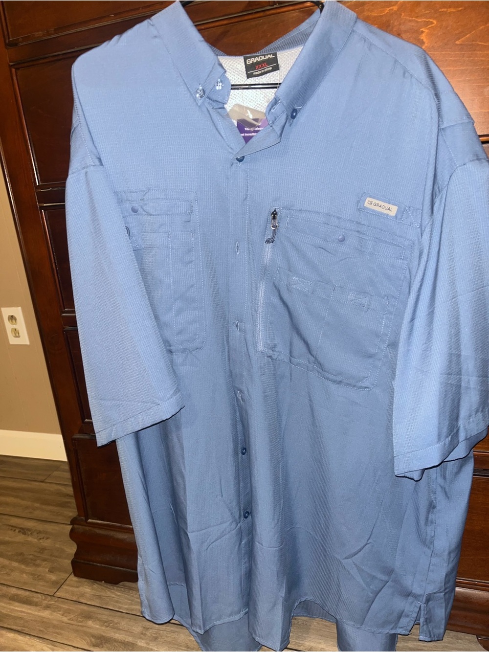 Columbia Light Blue Short Sleeve Outdoor Shirt Jacket